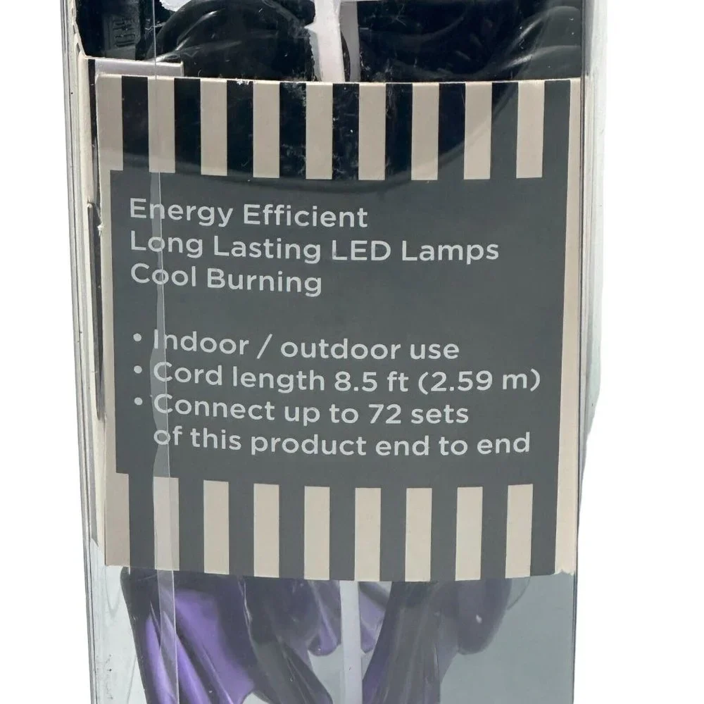 Halloween Purple Bats 20 Clear Ghosts 15 String Led Lights Set of 2